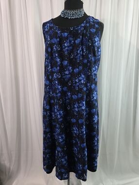 PERCEPTIONS, SLEEVELESS PULLOVER LACE DRESS SIZE 3X COLOR BLUE and BLACK